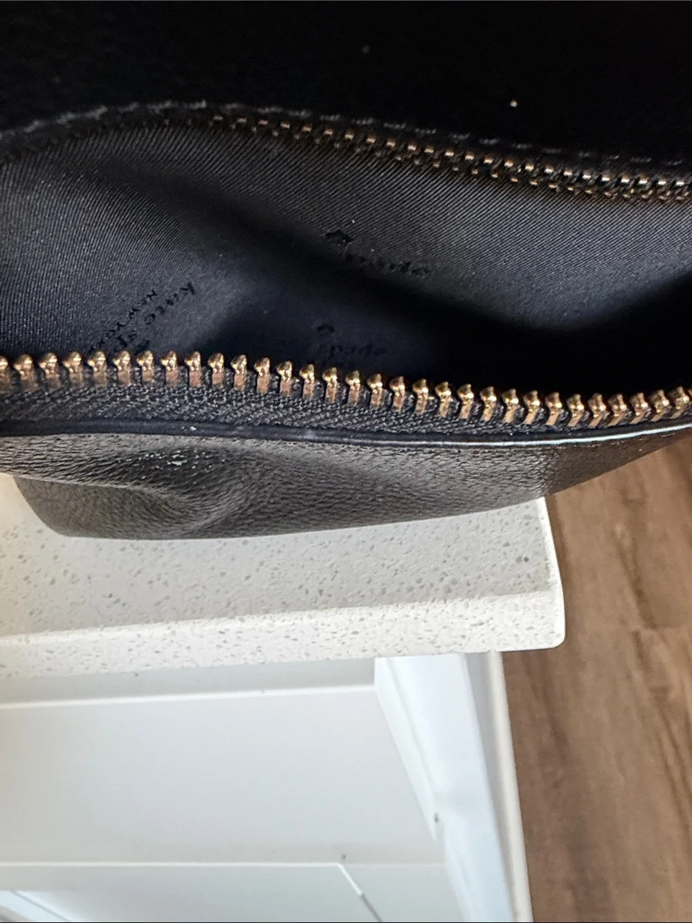 kate spade Black Pebbled Leather Mini Backpack with Gold Hardware